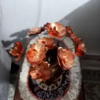 گلدان مس با ۱۰ عدد شاخه گل|صنایع دستی و سایر لوازم تزئینی|جیرفت, |دیوار