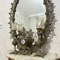 آینه شمعدان کاملا نو برنج خالص نما آنتیک|آینه|کرمانشاه, |دیوار