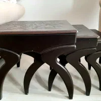 میز عسلی چوبی پایه خرچنگی