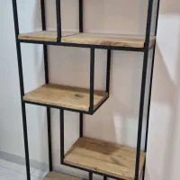شلف دکوری مدرن فلز و چوب طبیعی رزین خورده خاص وشیک