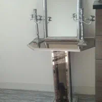 اینه شمعدان برنجی با رنگ نقره ای