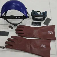 دستکش کارچرمی عینک جوشکاری وکلاه