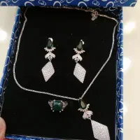 ست نقره925سبز زمردی ایتالیایی شیک قیمت مناسب