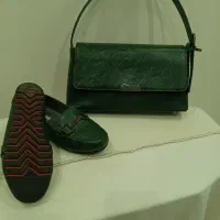 کیف و کفش ست سبز یشمی