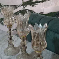 شمعدان ۳ تیکه کریستال نو