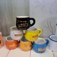 فنجان قهوه خوری رنگی خالدار و کافی طرح کوزه ای