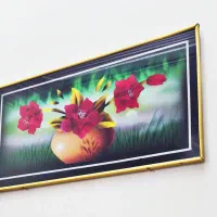 تابلو قدیمی چاپی طرح گلدان و گل