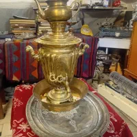 سماور روسی و جام روسی و قوری