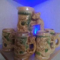 پارچ ولیوان قدیمی با ۴لیوان سالم