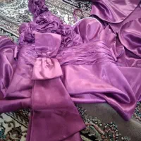 ماکسی بلند یاسی رنگ همراه با کت روی