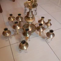 لوستر برنجی ۱۲ شاخه کاملا سالم|لوستر و چراغ آویز|اصفهان, ناژوان|دیوار