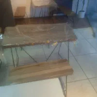 میز و نیمکت چوبی پایه فلز..نو