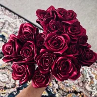 ۳۲ شاخه گل روبانی زرشکی