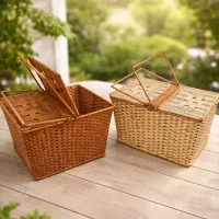 سبد پیکنیک حصیری دو درب