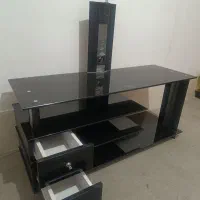 زیرتلویزیونی چوب و شیشه