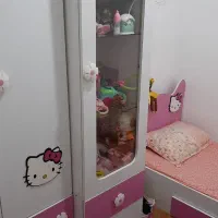 کمد ویترین و تخت نوجوان|تخت و سرویس خواب|شهریار, شهریار|دیوار