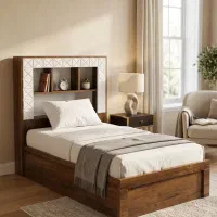 تخت خواب یک نفره کتابخانه دار کد ۳۴۵۰