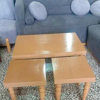 میزجلومبلی پایه خراطی صفحه روکش چوب|مبلمان خانگی و میز عسلی|خمینی‌شهر, |دیوار