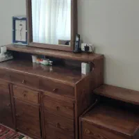 میز آرایش همراه صندلی قاب آئینه و ۲ پاتختی