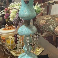 فروش یک عدد شمعدان لاله عباسی فیروزه ای رنگ