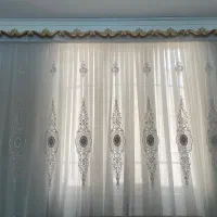 پرده پذیرایی فلت به همراه پشت پرده ای حریر