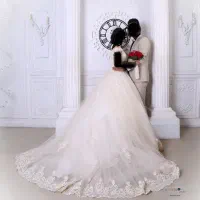 لباس عروس مزون دوز/پارچه خارجی/دنباله دار