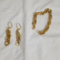 دستبندوگوشواره ویه جفت گوشواره حِقه ای وساعت گردنی