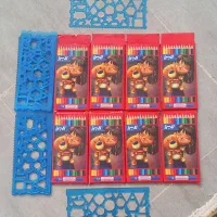 مداد رنگی 12 عددی وخط کش ژله ای و شابلون