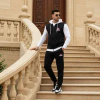 ست سویشرت شلوار کلاهدار مشکی سفید Diesel مدل 1