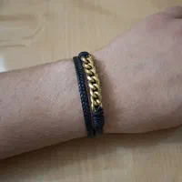 دستبند چرم و استیل کارتیر