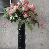 گلدان مشکی شیک و گل مصنوعی|گل مصنوعی|مشهد, مصلی (کارمندان اول)|دیوار