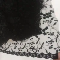 دسمال نبراو تازه با گل ابریشم سیاه