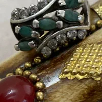 انگشتر نقره زنانه زمرد زامبیا کهنه ۵ اشک یکسان|جواهرات|تهران, دولاب|دیوار