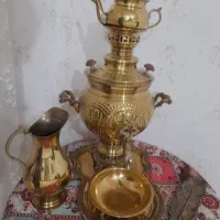 سماورزغالی پایه برنزشمعدان وشکلات خوری
