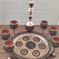 ست ظروف مسی شش جام و سینی و تنگ|ظروف سرو و پذیرایی|شاهین‌شهر, عطار|دیوار
