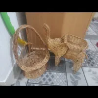 سبد چوبی طرح فیل و سبد جای گل