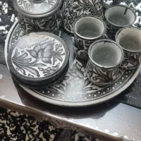 ست قوری و فنجان سنگی قلم کاری سوغات مشهد