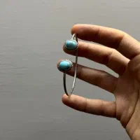 دستبند نقره دستساز با سنگ فیروزه نیشابور طبیعی