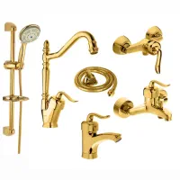 ست ۶تیکه شیرآلات قاجاری طلایی با علم راسانی مدل m6