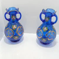 جفت گلدان قدیمی طلا کوب