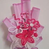 دسته گل سفید صورتی مخملی|گل مصنوعی|مریوان, |دیوار