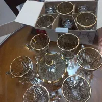 دو دست فنجان شامپاینی لب طلایی با قندان