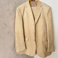 کت و شلوار مخمل کبریتی کرمی