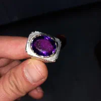 انگشتر موزونایت سبز و سیاه بلک اوپال آمیتیست