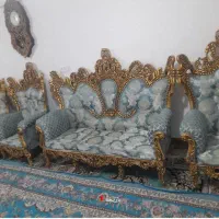 مبلمان هفت نفره وسه تامیزعسلی طلایی