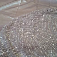 پارچه ساتن مجلسی همراه با پارچه کارشده کالباسی