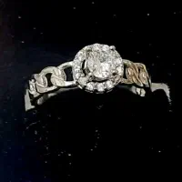 حلقه انگشتر نقره نامزدی با آبکاری طلا سفید|جواهرات|اصفهان, چرخاب|دیوار