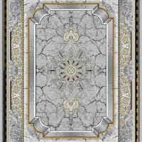 %*فرش طرح ترنج شاه‌عباسی با رنگ‌بندی قهوه‌ای طلایی