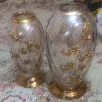 جفت گلدان شیشه‌ای دکوراتیو نو و بدون استفاده