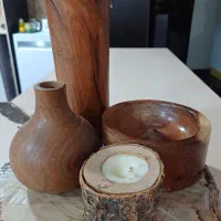 ست گلدان جاعودی جاشمعی وزیره تنه درخت چوب گردو|صنایع دستی و سایر لوازم تزئینی|ایذه, |دیوار